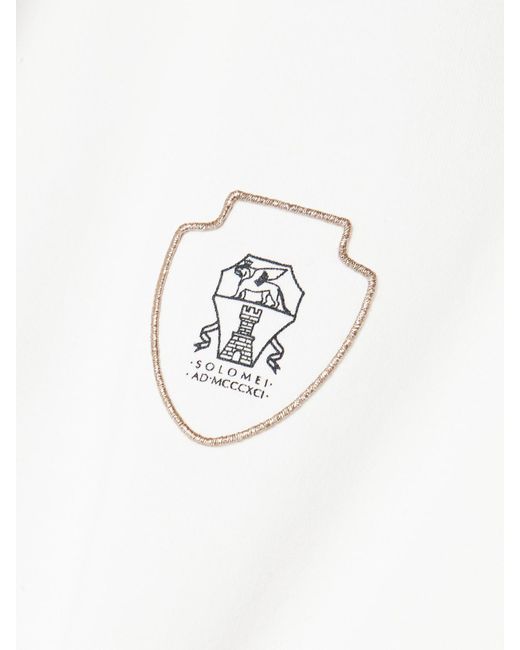 Brunello Cucinelli White Polohemd Aus Baumwoll-Jersey Mit Print