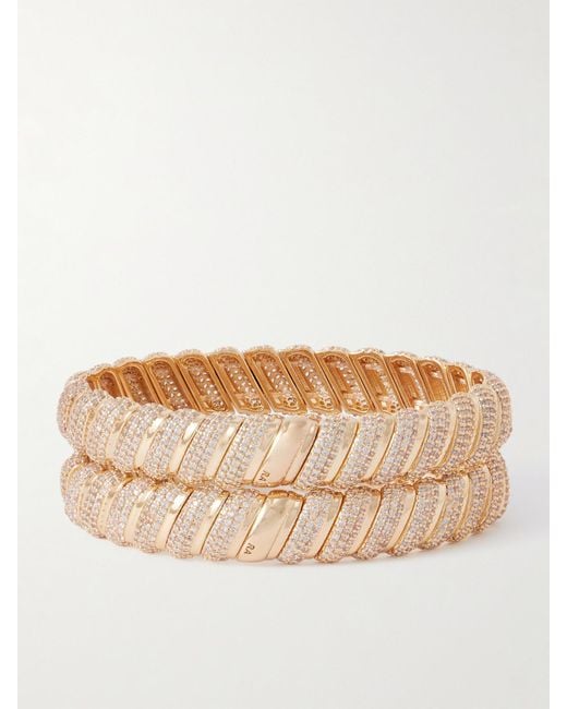Roxanne Assoulin Natural The Palais Royale Set Of Two-Tone Crystal Bracelets