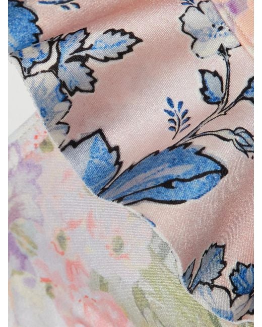Zimmermann Natural Halliday Bikini-Oberteil Mit Blumenprint Und Volants