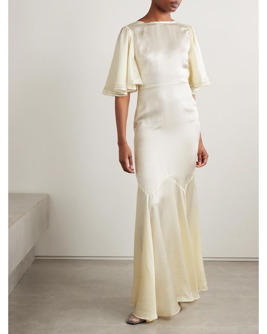 Bode Natural Claret Hammered-Silk Gown