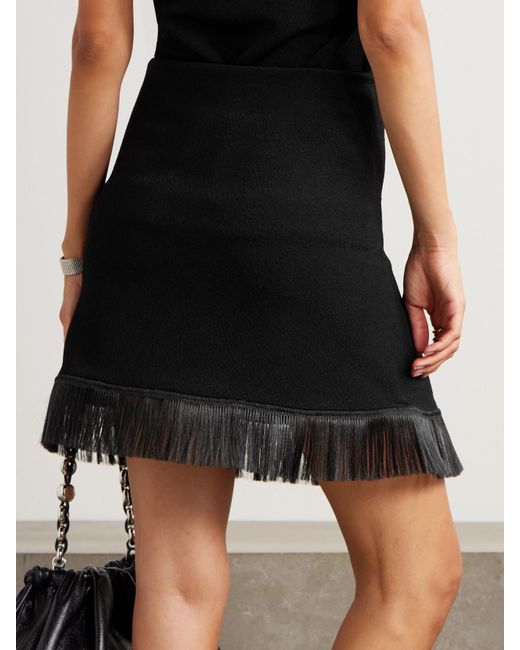Mini-Jupe Effet Portefeuille En Crêpe À Franges Jil Sander en coloris Black