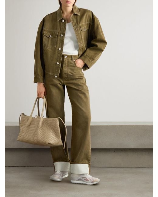 Bottega Veneta Green Appliquéd High-Rise Wide-Leg Jeans