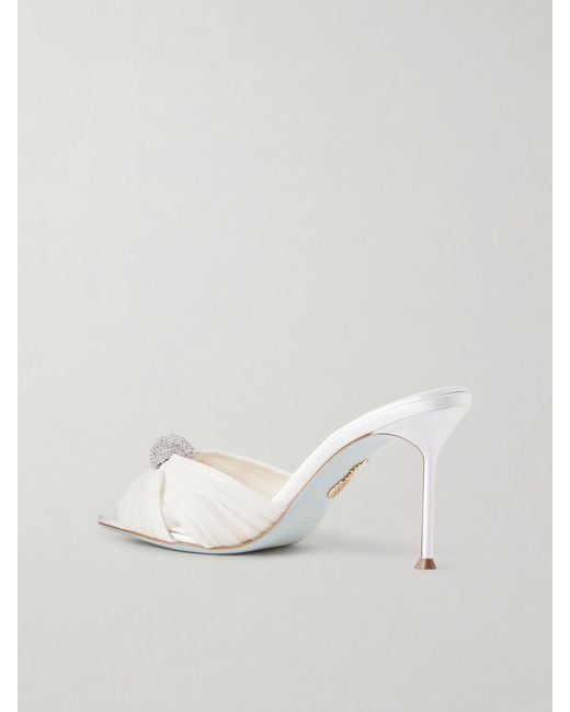 Aquazzura Natural Mystery 85 Embellished Chiffon Mules