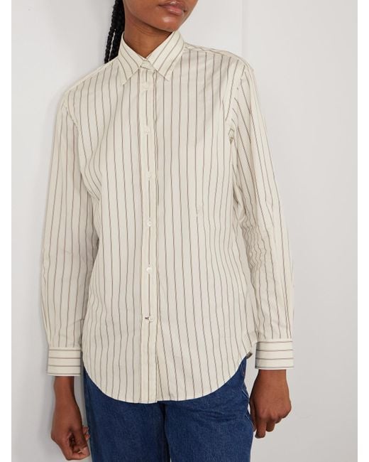 James Purdey & Sons Natural Striped Cotton And Silk-Blend Shirt