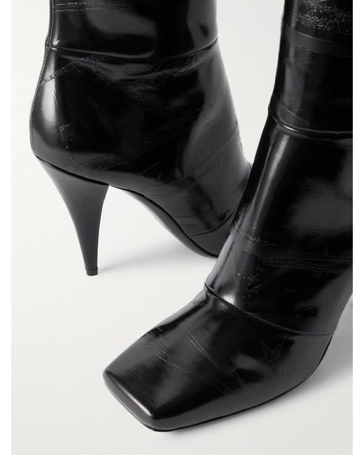 Givenchy Black Stiefel Aus Strukturiertem Leder Mit Print