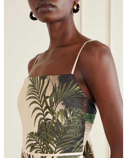 Johanna Ortiz Green Andean Mythology Printed Linen Maxi Dress