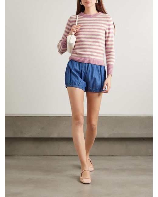 Suzie Kondi Pink Sarra Gestreifter Kaschmirpullover