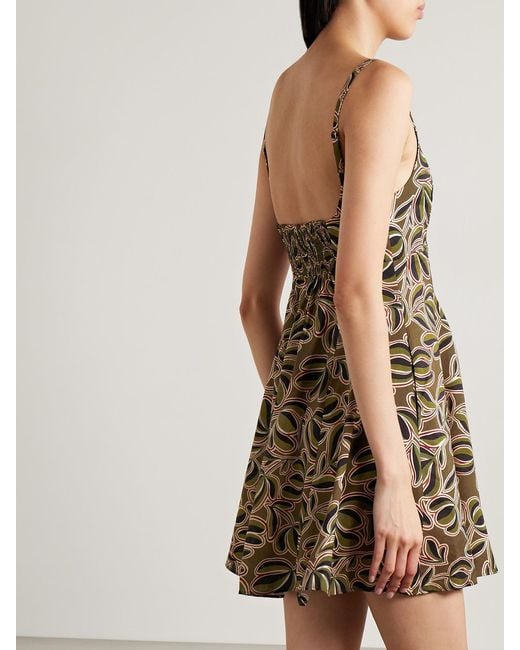 La Ligne Natural Alba Printed Linen-Blend Mini Dress