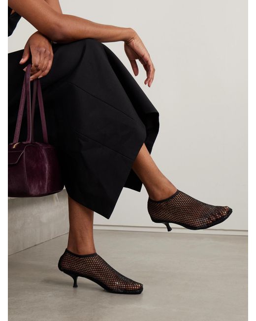 Christopher Esber Black Minette Pumps Aus Mesh Mit Lederbesätzen Und Kristallen