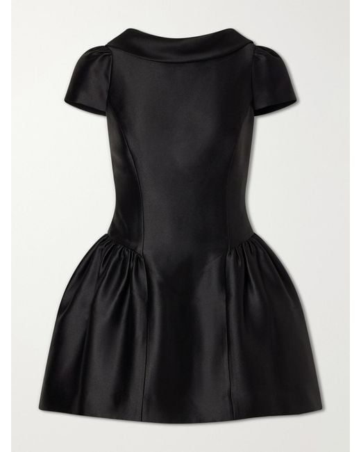 Self-Portrait Black Gathered Taffeta Mini Dress
