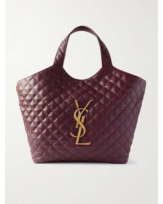 Saint Laurent Purple Icare Xl Tote Aus Gestepptem Leder Mit Verzierung