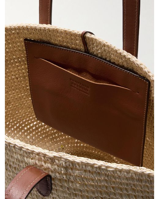 Hunting Season Natural Market Leather-Trimmed Woven Fique Tote