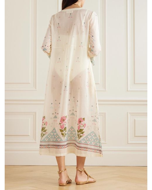 Emporio Sirenuse Natural Giada Kaftan Aus Bedrucktem Baumwoll-Voile