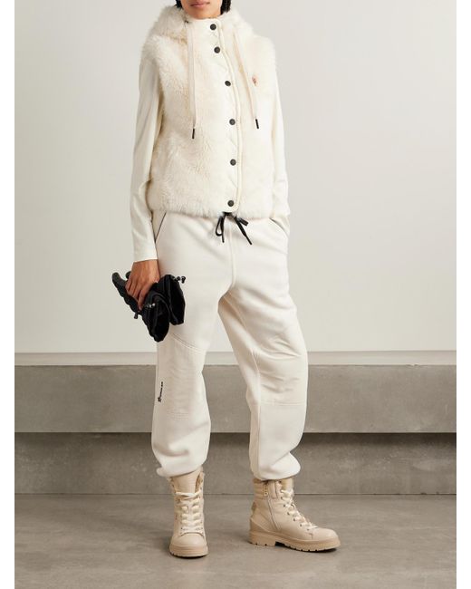 Moncler Natural Arve Hooded Plush And Quilted Shell Vest