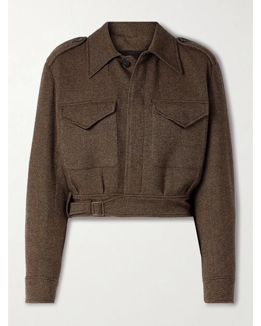 Ralph Lauren Brown Maddison Cropped Wool Jacket