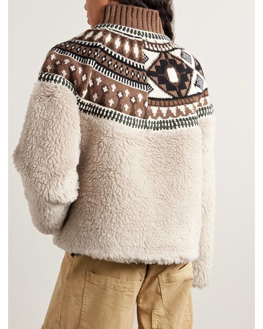 Sea Natural Linea Fair Isle Merino Wool And Fleece Jacket
