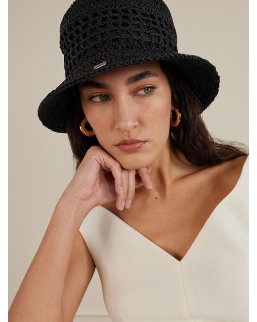 Eugenia Kim Black Jonah Straw Bucket Hat