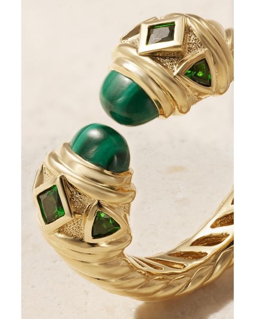 David Yurman Metallic Renaissance 18-Karat, Malachite And Diopside Ring