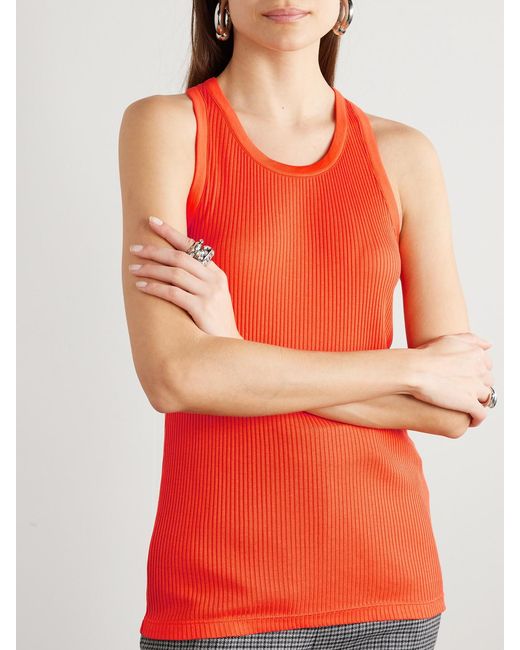 Ferragamo Orange Ribbed Jersey Tank