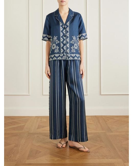 Eres Blue Infusion Floral-Print Silk-Twill Shirt