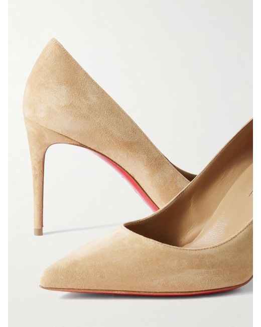 Christian Louboutin Natural Kate 85 Pumps Mit Spitzer Kappe Aus Veloursleder