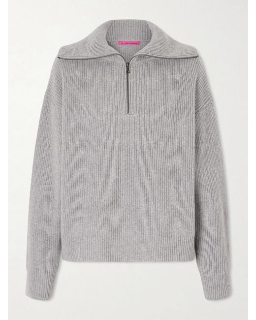 The Elder Statesman Gray Runyon Pullover Aus Geripptem Kaschmir Mit Reißverschluss