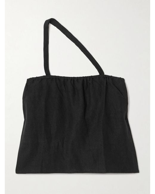 Deiji Studios Black One-Shoulder Linen Top