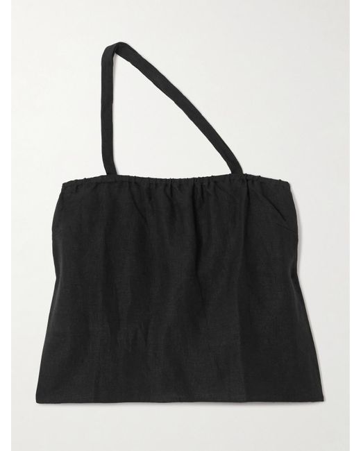 Deiji Studios Black One-Shoulder Linen Top