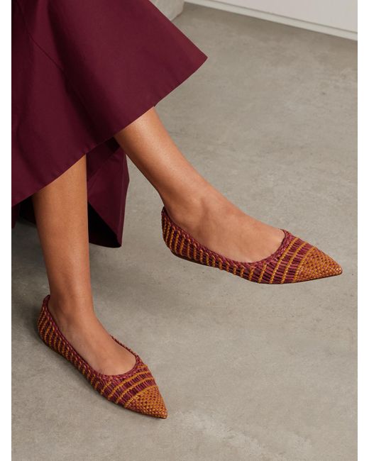 Gabriela Hearst Brown Milos Woven Leather Ballet Flats