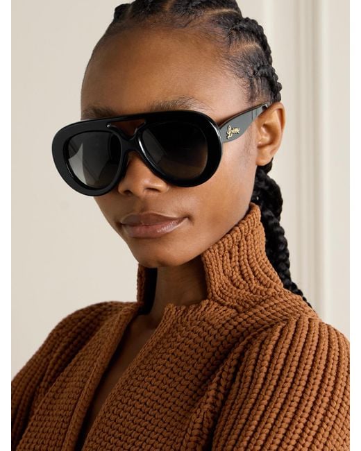 Loewe Black Aviator-Style Acetate Sunglasses