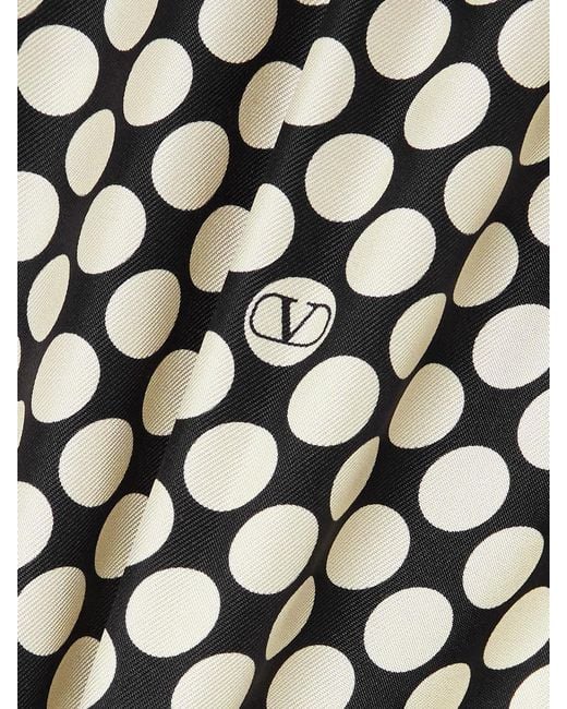 Valentino Garavani Black Ruffled Wrap-Effect Polka-Dot Silk-Twill Midi Skirt