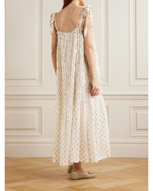 Alix Of Bohemia White Emrys Smocked Fil Coupé-Gauze Midi Dress
