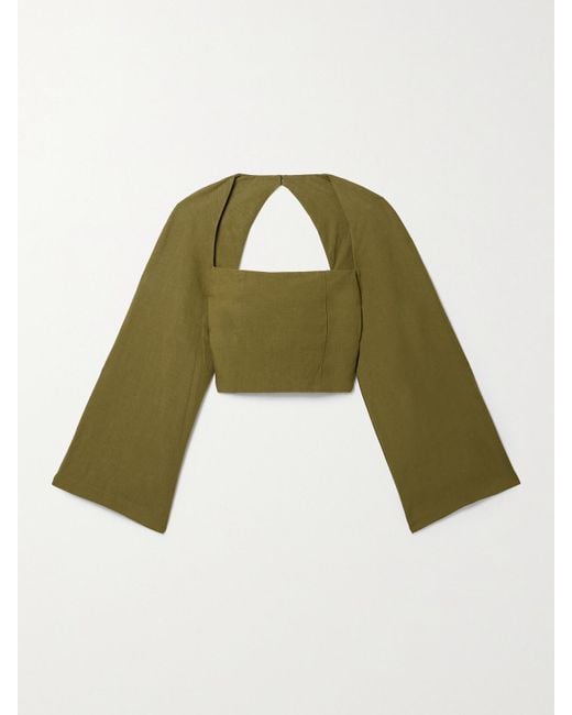 Mara Hoffman Green Net Sustain Julia Verkürztes Oberteil Aus Einer Mischung Aus Tencel Lyocell Und Leinen Mit Cut-Outs
