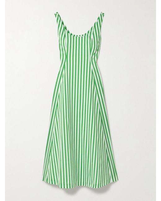 BERNADETTE Green Milou Maxikleid Aus Gestreiftem Taft