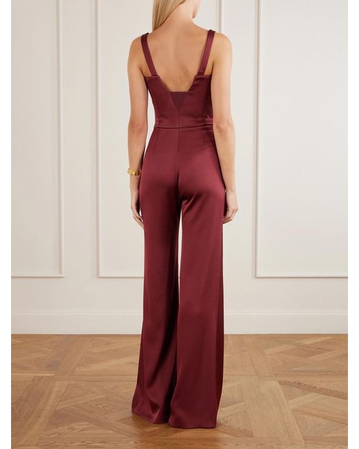 Galvan Red Geneva Sunrise Satin Jumpsuit