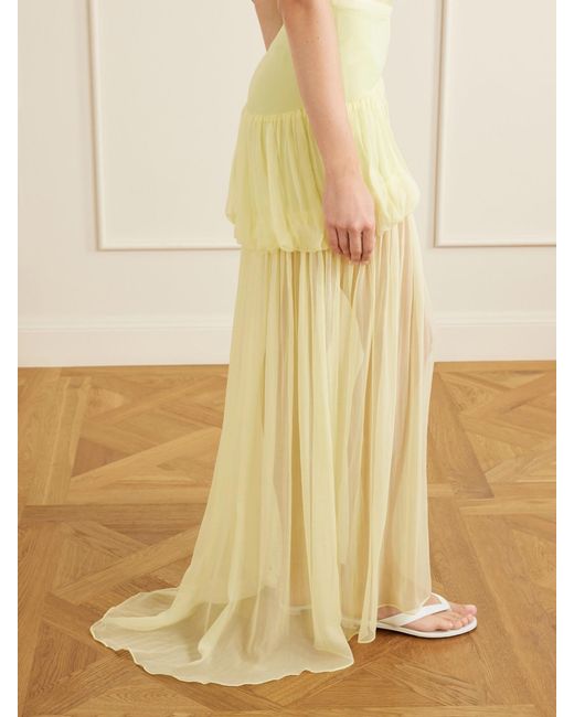 LIBEROWE White Silk-Chiffon Maxi Skirt