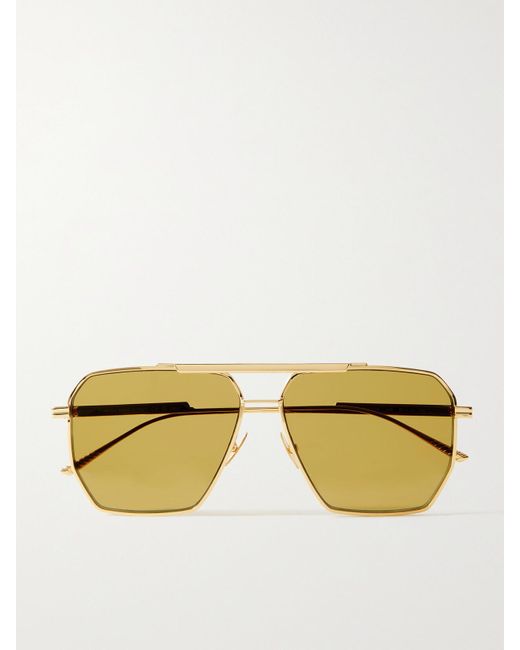 Bottega Veneta Yellow Aviator-Style-Tone Sunglasses