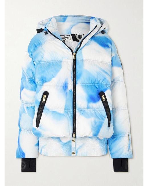 Bogner Blue Kelly Hooded Printed Quilted Ski Jacket