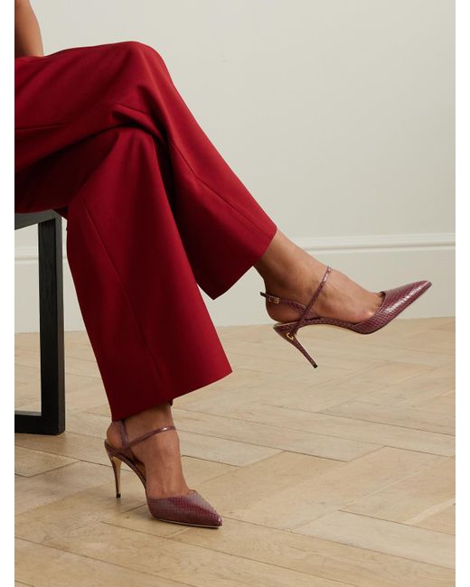 JENNIFER CHAMANDI Pink Vittorio 85 Slingback-Pumps Mit Spitzer Kappe Aus Elapheleder