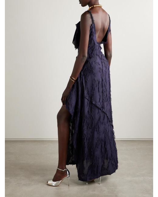 Jason Wu Blue Asymmetric Fil Coupé Woven Maxi Dress