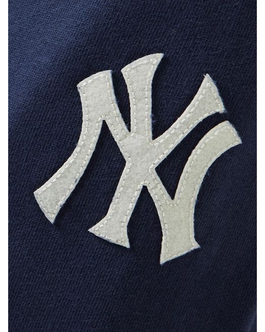 Sporty & Rich Blue '47 And New York Yankees Appliquéd Embroidered Cotton-Jersey Track Pants