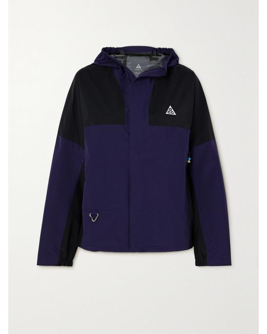 Nike Blue Net Sustain Acg Color-Block Recycled-Shell Hooded Jacket