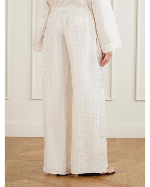 LIBEROWE White Silk-Jacquard Wide-Leg Pants