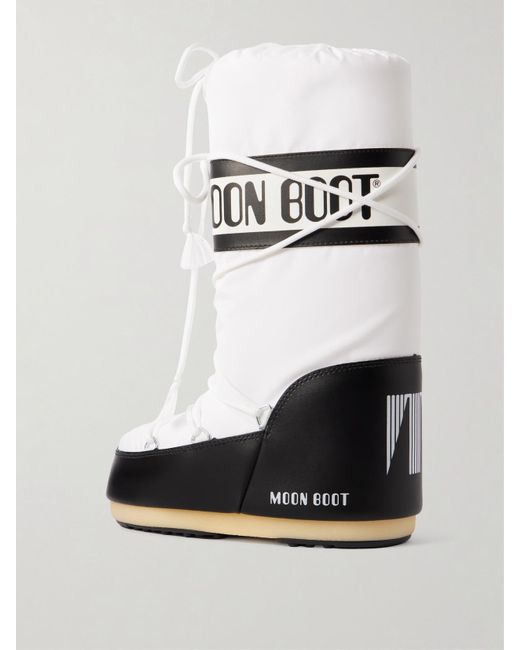 Moon Boot White Icon Shell And Leather-Like Snow Boots