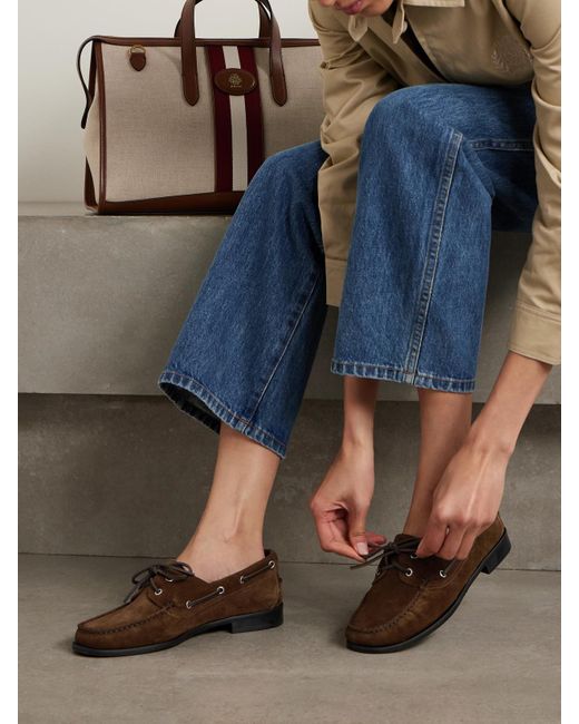 Aeyde Brown Harris Bootsschuhe Aus Veloursleder