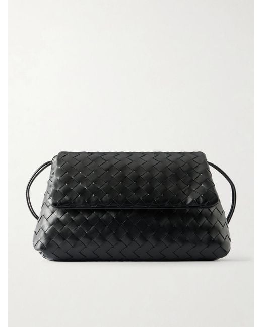Bottega Veneta Black Giorno Intrecciato Leather Shoulder Bag