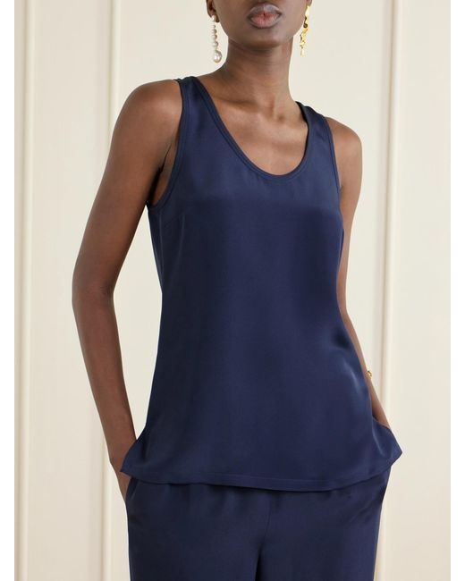 Max Mara Blue Draped Silk Tank