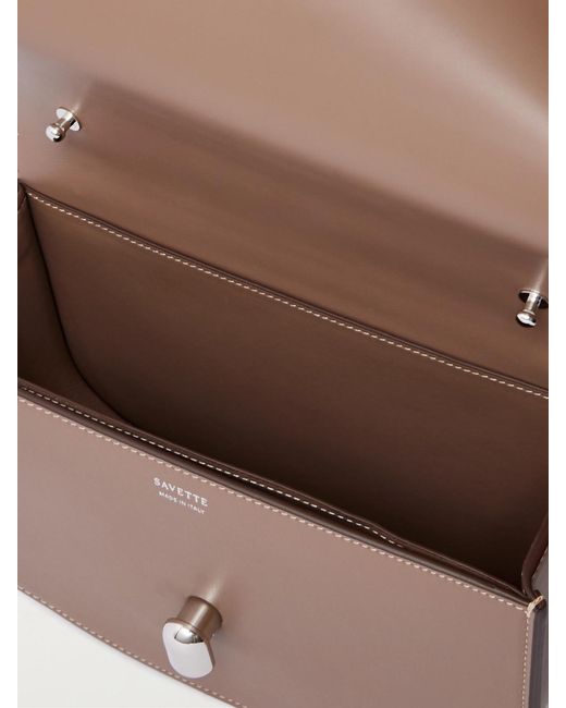 SAVETTE Brown Tondo 22 Leather Shoulder Bag