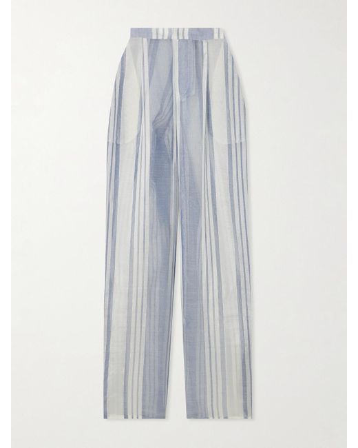 Admona White Nur Hose Mit Geradem Bein Aus Gestreifter Gaze