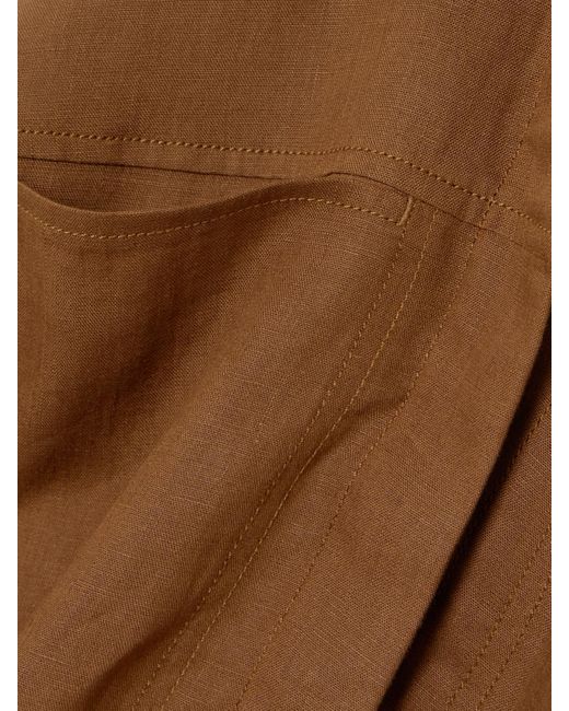 Max Mara Brown Rito Verkürztes Leinenhemd